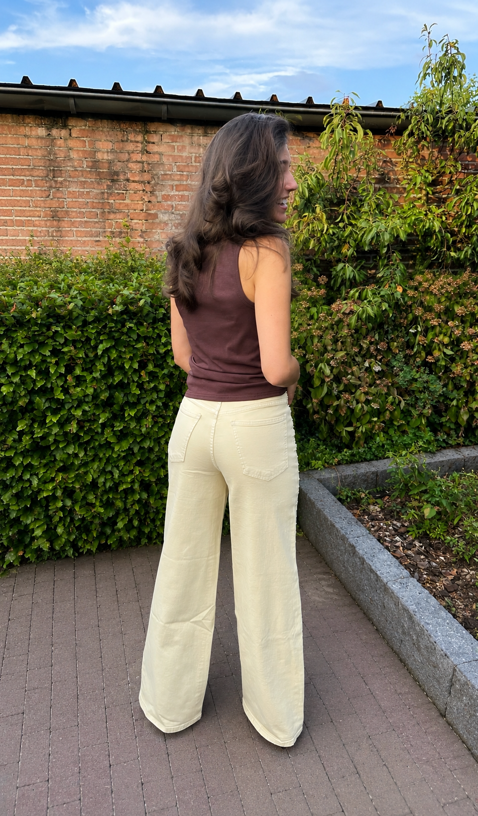 Redial wide leg studs jeans geel