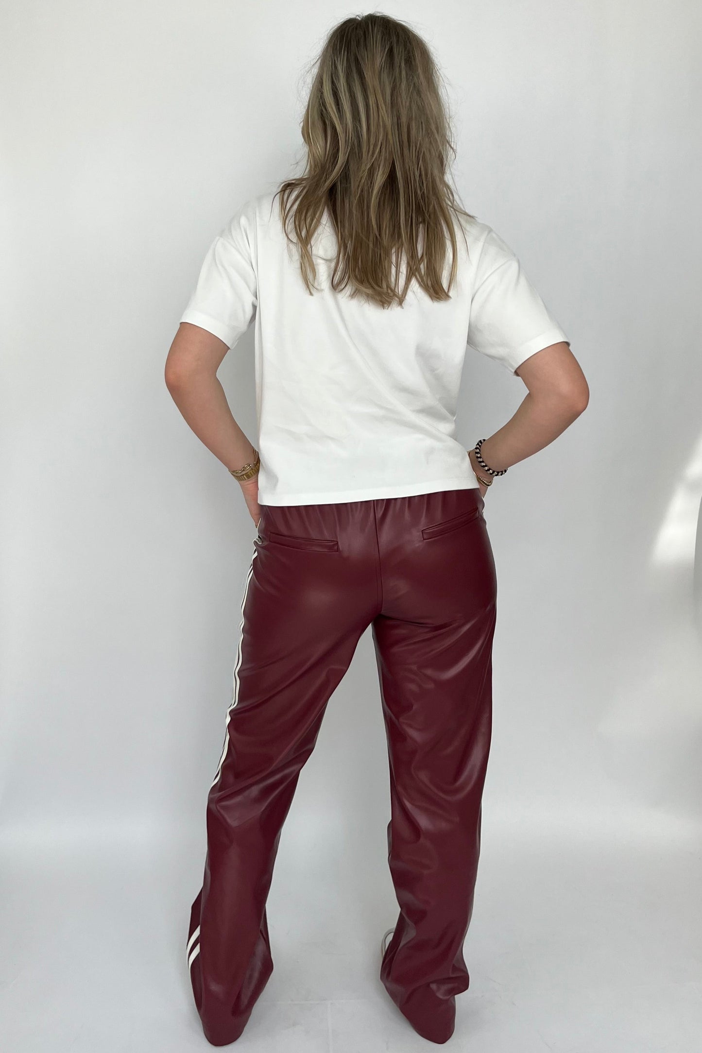 Ambika immitatieleren broek bordeaux