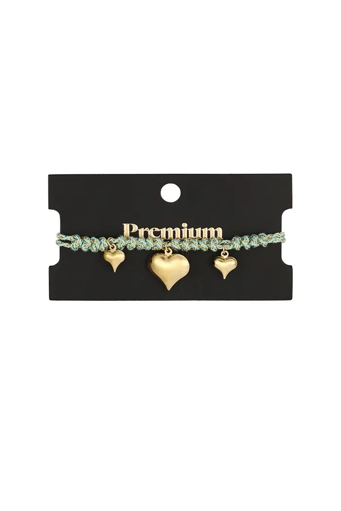 Heartfelt rope armband groen en goud