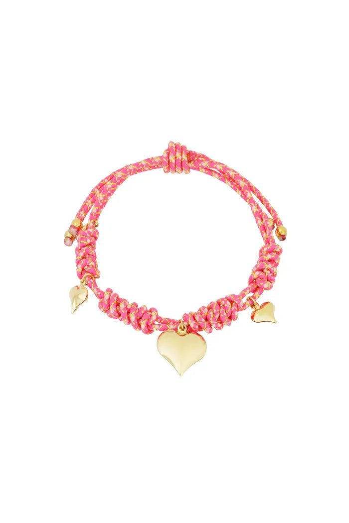 Heartfelt rope armband roze en goud