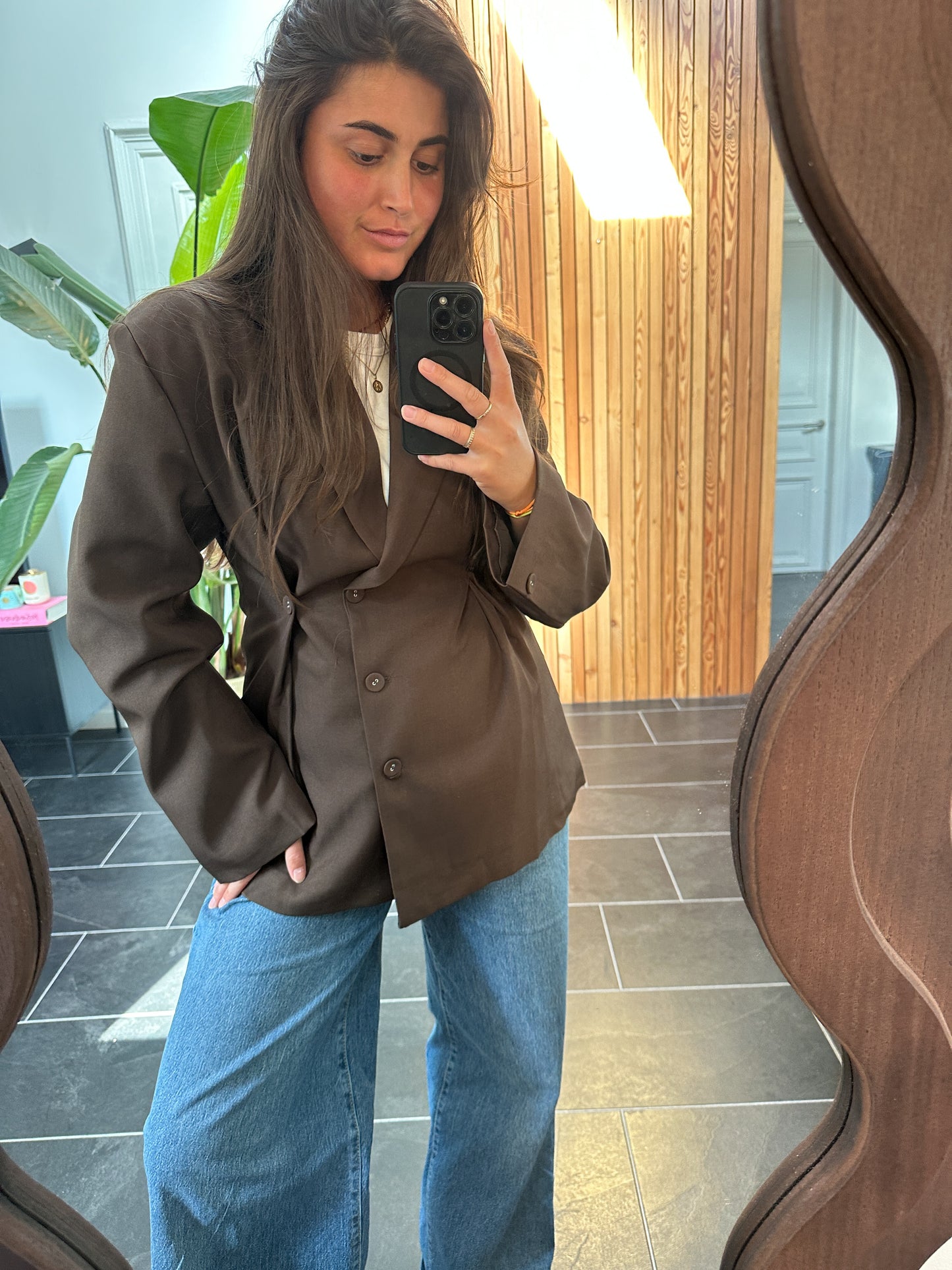 Getailleerde blazer bruin