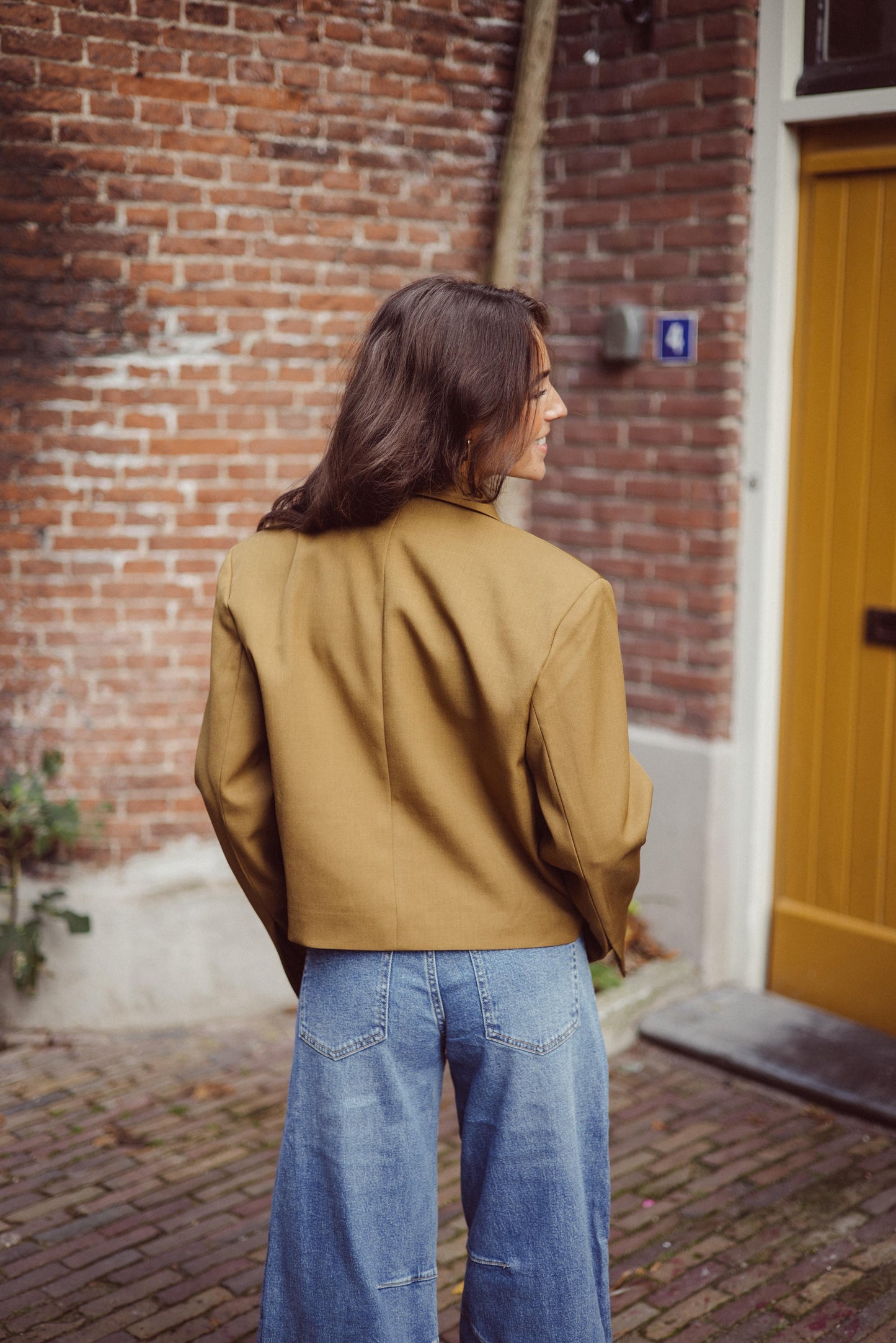 Ambika cropped blazer olijfgroen