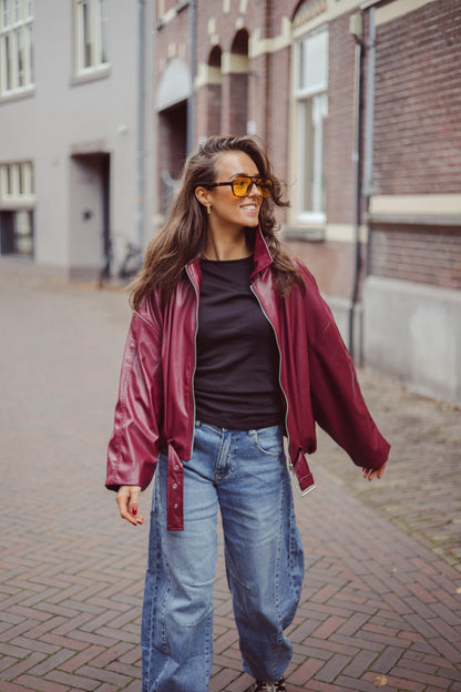 Fay leatherlook jacket bordeaux