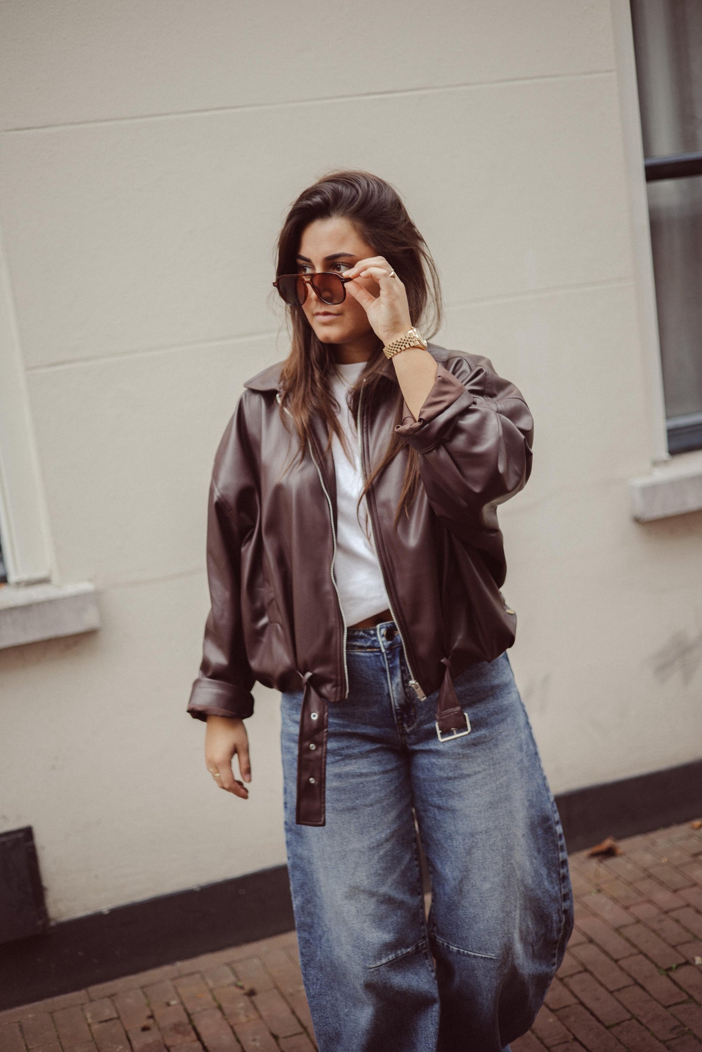 Fay leatherlook jacket brown