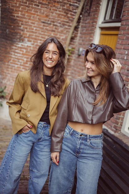 Ambika cropped blazer olijfgroen