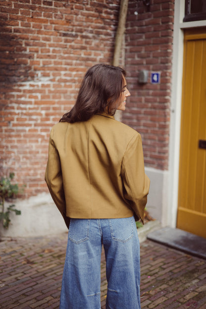 Ambika cropped blazer olijfgroen