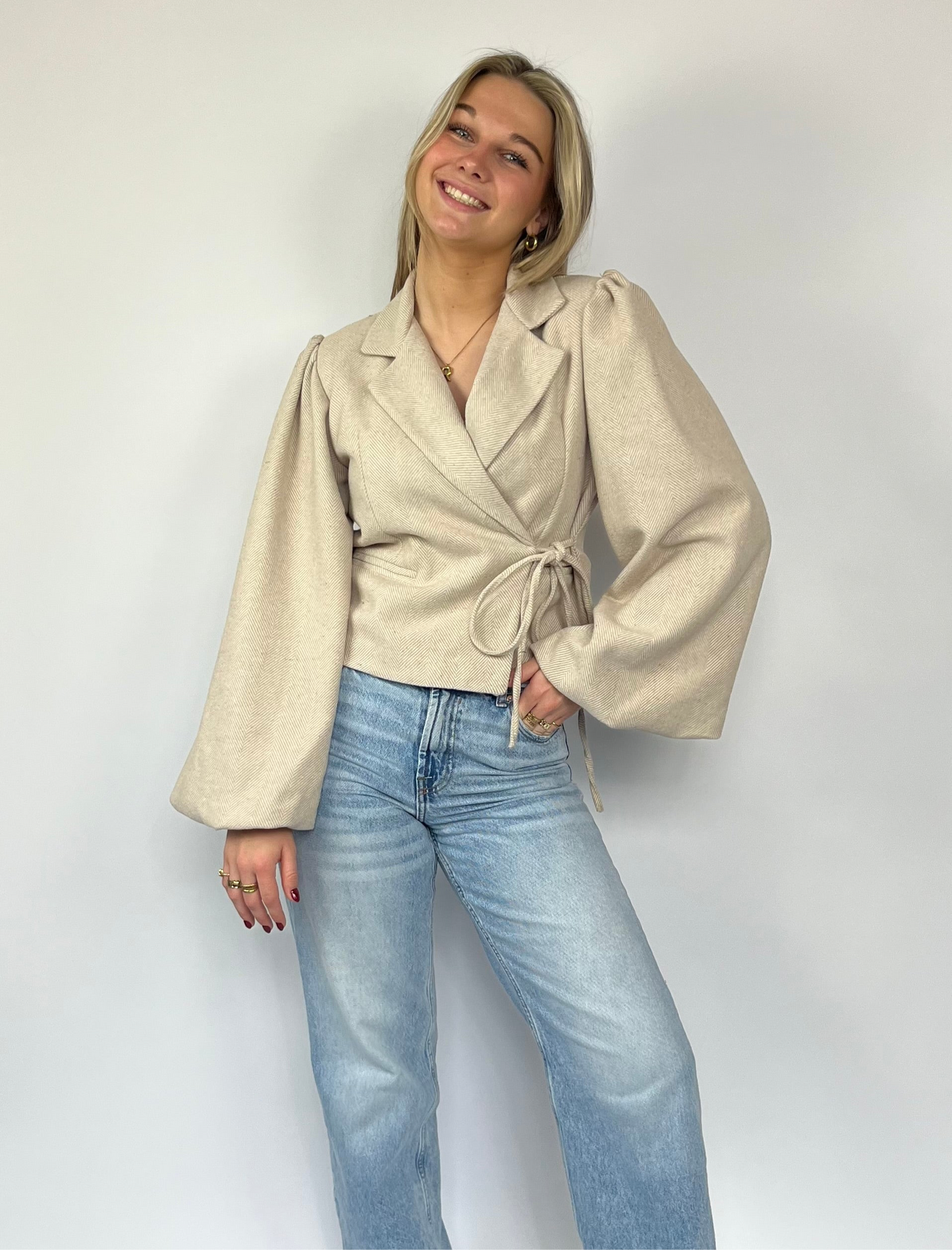 Luna wikkel blazer beige