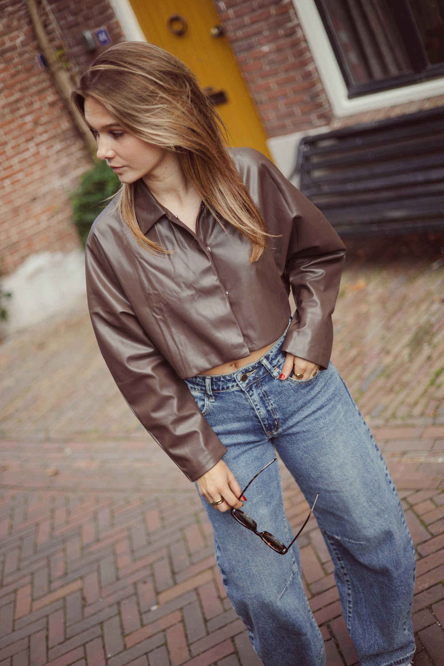 Leather look balloon top