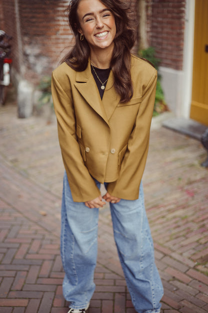 Ambika cropped blazer olijfgroen