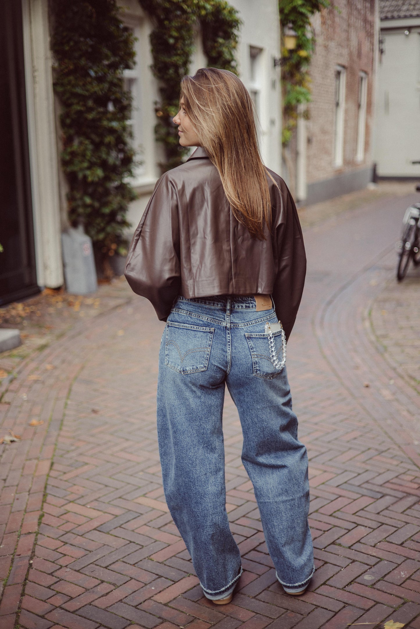 Leather look balloon top