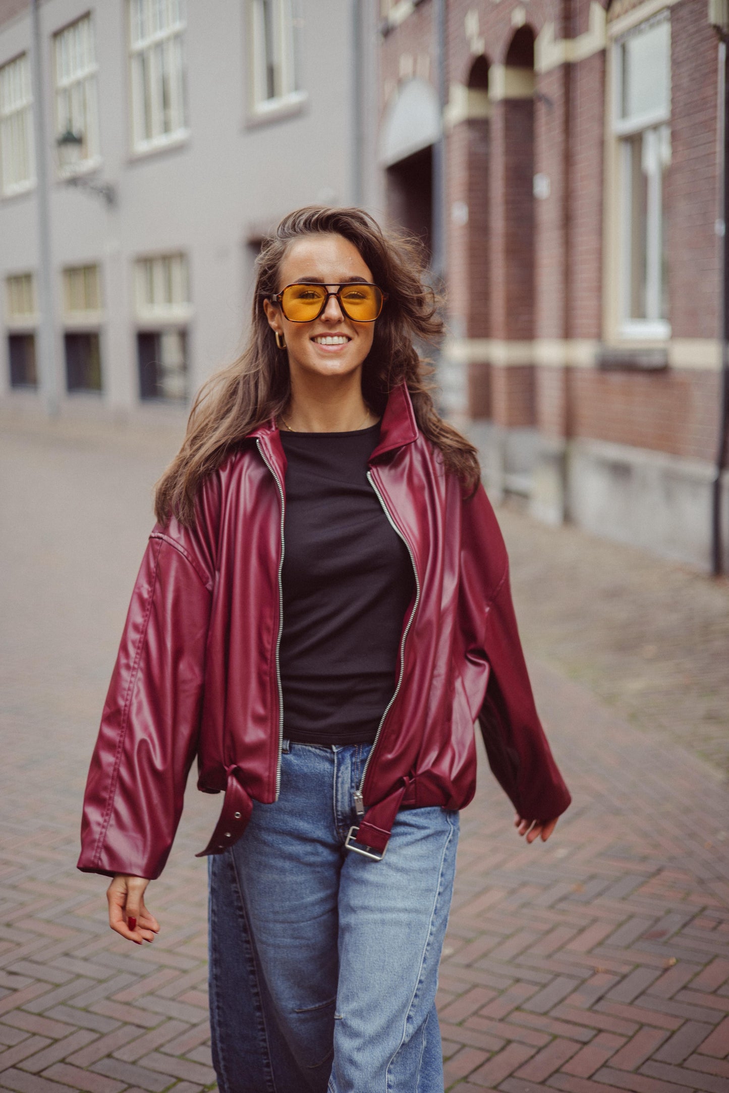 Fay leatherlook jacket bordeaux