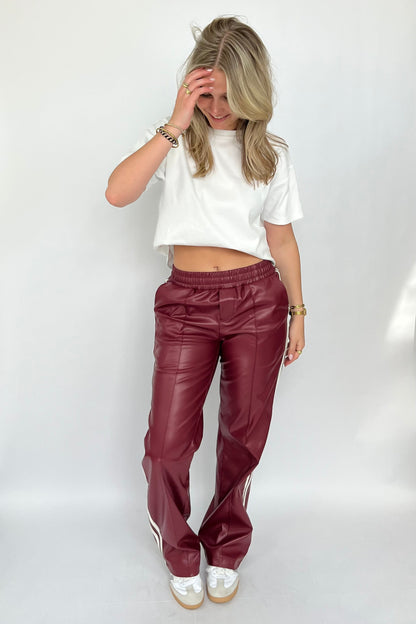 Ambika immitatieleren broek bordeaux