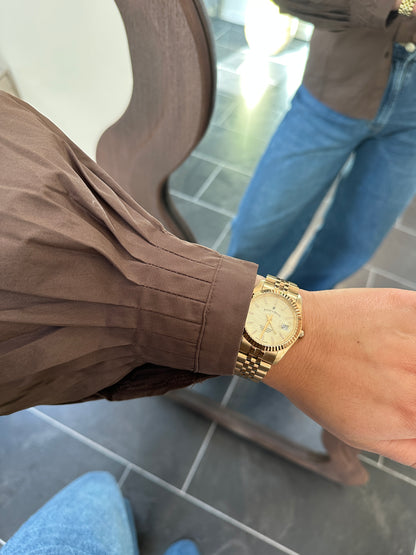 Balloon blouse bruin