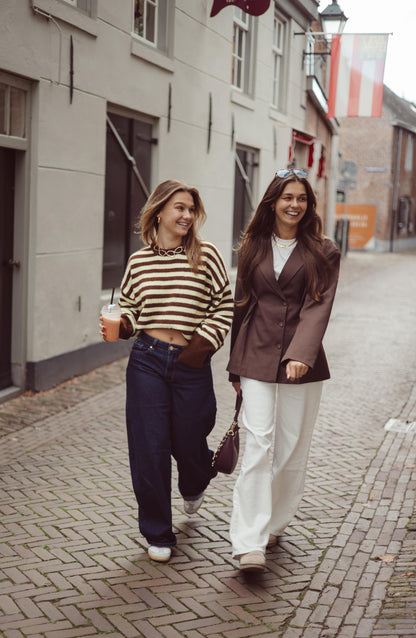 Getailleerde blazer bruin