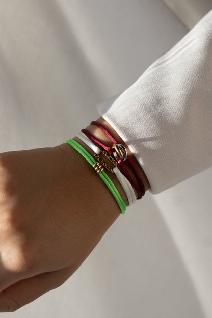 Satijnkoord armband one link stones print