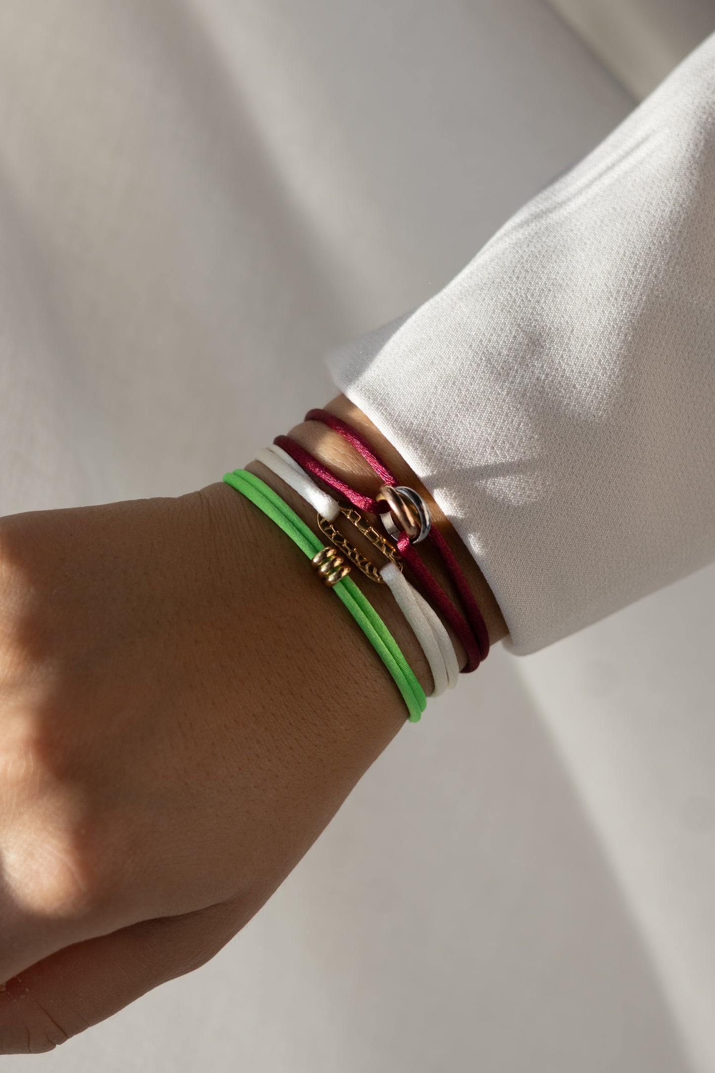 Satijnkoord armband triple love one colour