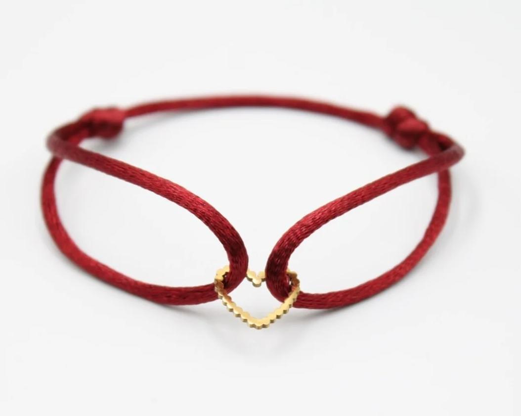 Satijnkoord armband heart