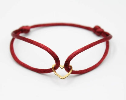 Satijnkoord armband heart